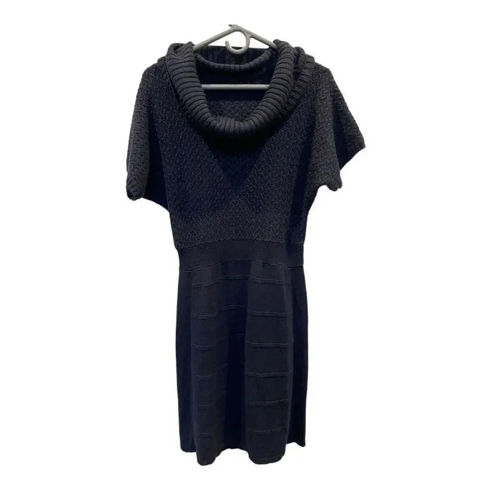 The Limited Women’s Medium Navy Blue‎ Cowl Neck Textured Sweater Dress
